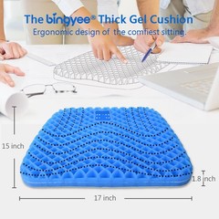 Gel Seat Cushion 1.8 Inch Thick Seating Pad Orthopedic Chair Pressure Relief