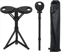VIVETERA Folding Walking Stick with Seat, Triple-Leg Cane Stool, 330 lbs