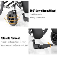 Yuwell H008B Commode Wheel Chair Nuring Wheelchair w/ Toilet Recliner Transport