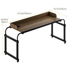 Overbed Table with 360° Wheels Over Bed Table King Queen Laptop Computer Desk
