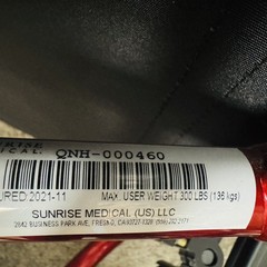 Quickie Nitrum Ultralight Manual Wheelchair Rigid Red Frame 300 lb