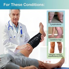 Femovaz Adjustable Calf Compression Wrap Lymphedema Edema Support Black Medium