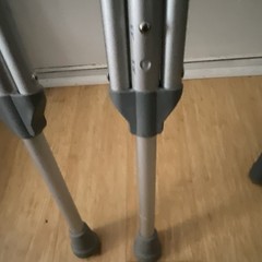 Cypress & Guardian Adjustable Aluminum Standard Adult Crutches Silver Gray Pads