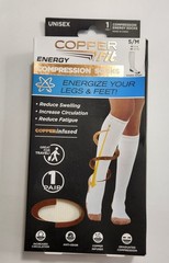 Lot of 2, Copper Fit Energy Compression Socks Size S/M Men 6-9 Women 7-10 READ