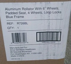 Aluminum Rollator With 6″ Wheels Padded Seat 4 Wheels Loop Locks Blue Frame New!