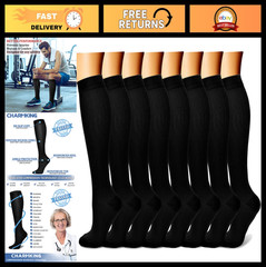 Compression Socks for Men & Women – 8 Pairs 15-20 mmHg Calf Support for Athletic