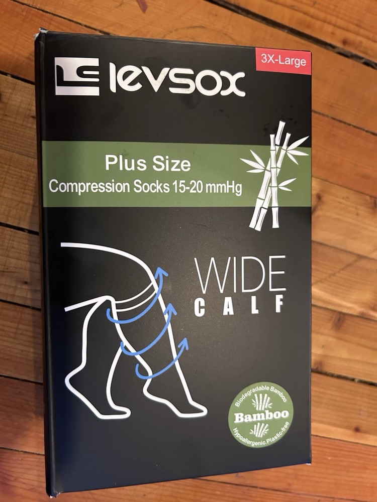 2 Pair 3xl Bamboo Compression Socks Black Prints