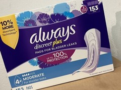 Always Discreet plus Incontinence Pads for Women, Moderate, 153 ct.