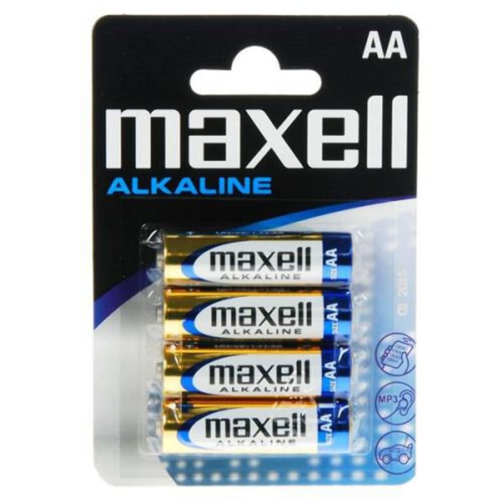 4x Maxell AA 1.5V Alkaline LR6 R6 MN1500 E91 Batteries for Everyday Use
