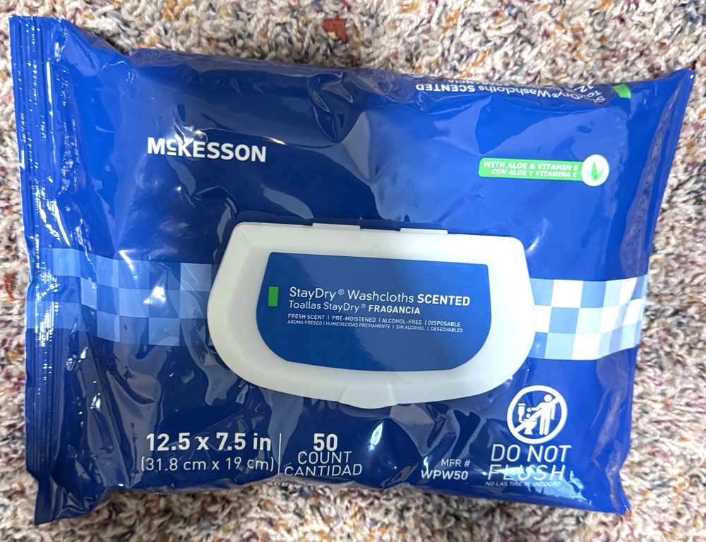 McKesson StayDry Personal Scented Wipes Washcloth With Aloe & Vitamin E 50 NIP