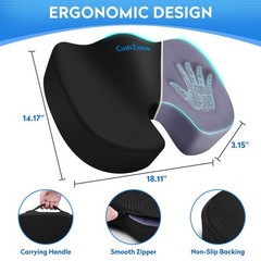 Memory Foam Seat Cushion for Sciatica & Back Pain Relief – Orthopedic Coccyx Pil