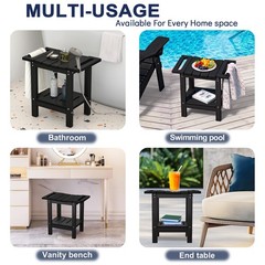HDPE Shower Stool Bathroom Bench with Storage Shelf Water Resistant