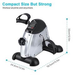himaly Mini Exercise Bike, Under Desk 1 Count (Pack of 1), Silver and Black
