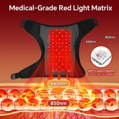 Red Light Shoulder Massager Pain Relief with 4 Heating Levels, 3 Vibration Modes