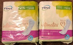 2 Packages Tena Intimates Incontinence Pads Maximum 14 Count Per Package NEW