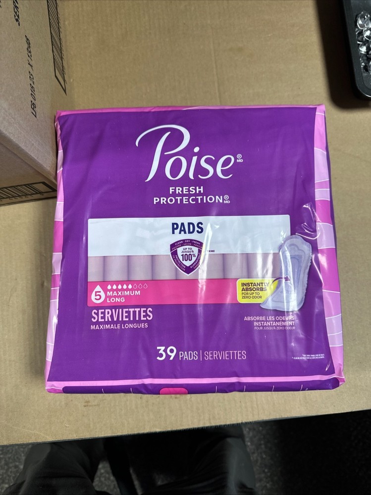 Poise Fresh Protection Pads, #5 Maximum Long NEW – FREE SHIPPING