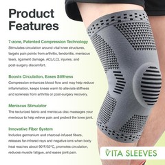 Vita Sleeves Knees 7 Zone Support Sleeve Knee Brace Small/Medium Breathable