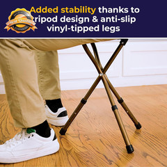 Folding Cane with Seat Adjustable Lightweight Walking Cane Mobility Black