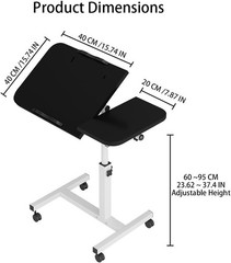 Adjustable Overbed Bedside Table with Wheels, Bed Desk, Over The Bed Table