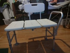 shower bench aluminum with plastic seat and adjustable legs for height
