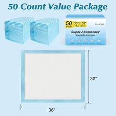 Wowflash Super Absorbency Disposable Leakproof Underpads with Quick Drying