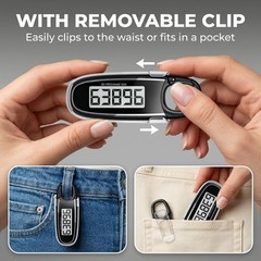 3D Step Counter Pedometer with Clip & Carabiner – Accurate Fitness Tracker for S