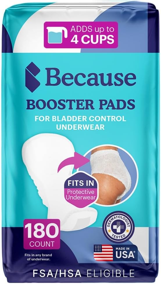 Because Overnight Booster Pads Fit All Adult Diapers, 180 Count