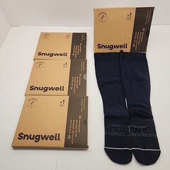New Snugwell 4 PAIRS Bamboo Blend Compression Socks Womens Navy Size S/M 15-20mm