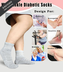 Aisesine Diabetic Ankle Socks Women for Large, Black/White/Grey-6 Pairs