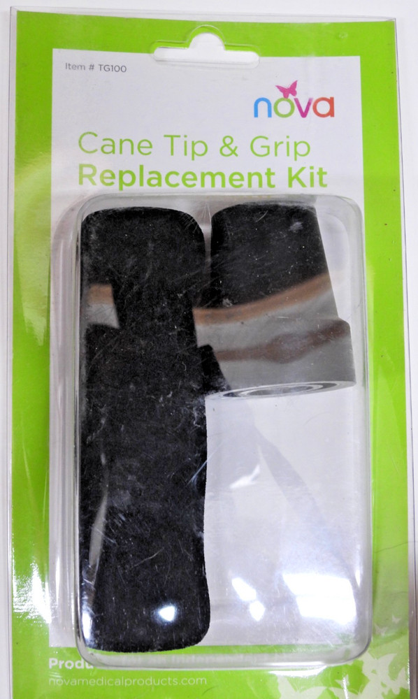 Nova Cane Tip and Grip Replacement Kit Black TG100 Don’t Slip & keep your Grip