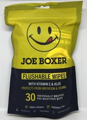 Joe Boxer Flushable Wipes with Vitamin E & Aloe. Travel Friendly!!!