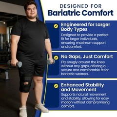 Plus Size Deluxe Hinged Knee Brace with Compression Wrap for Big & Wide Thighs