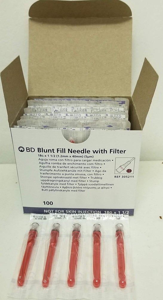 Blunt Fill with Filter 18G x 1.5″ 100 Count 305211 Qty 100 Per Box
