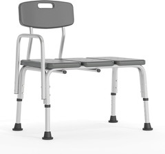 HERCULES Series 300 Lb. Capacity Adjustable Gray Bath & Shower Transfer Bench wi