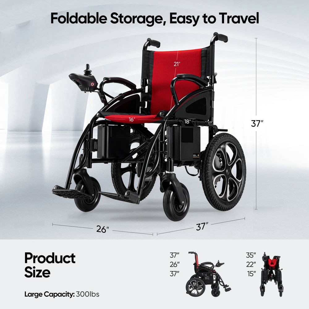 Folding Electric Wheelchair Power Wheelchair Lightweight for Adult Senior