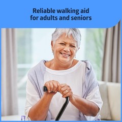 Medline Bariatric Offset Walking Cane Adjustable Height 500 Lbs Stability Black