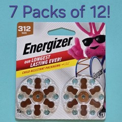 Energizer Size 312 Hearing Aid Batteries ☆7 Packs of 12☆ EXP12/29 Battery Brown