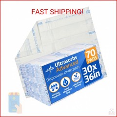 Medline Advanced Ultrasorbs Drypads, 30″ x 36″, 70 Count, Large Disposable Bed P
