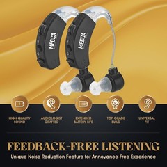 Black BTE Sound Amplifier for Enhanced Hearing – Easy Controls, Stylish Design