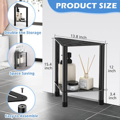 Corner Shower Stool for inside Shower – 15.5In Shower Foot Rest with Storage