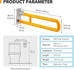 Grab Bars Handicap Toilet Seniors: Grab Bars Bathtubs Showers Hand Rails 29.5”