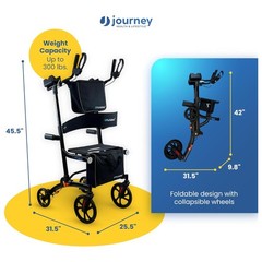 LifeWalker UPWalker EZ Lite Lightweight Upright Rollator Walker for Seniors