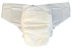 Bambino Bianco Large White Plastic Thick Quilted Adult Diaper Brief 4-Tapes 1pc