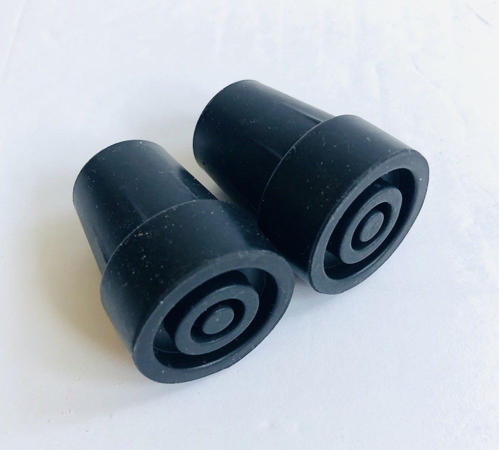 Harvy 1/2 In. Heavy Duty black rubber Replacement Cane Tip, 2 Pack , New