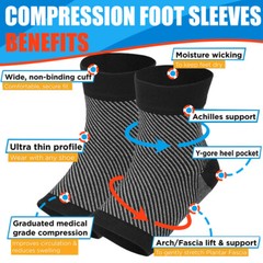 Foot Plantar Fasciitis Arch Support Compression Socks Ankle Heel Brace Copper HG