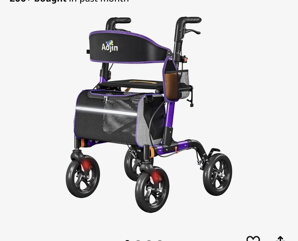 Aojin Walker WB-2328 Purple 4-Wheel CE Marking Mobility Aid