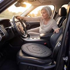 360 Degree Swivel Seat Cushion for Car, Dark Gray Rotating Chair Pad, Non-Sli…