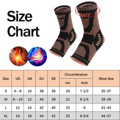 Copper Ankle Support Brace Compression Sleeve Socks Elastic Foot For Pain Relief