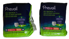 Prevail Unisex Adult Underwear Extra Absorbency Medium 20ct Lot of 2 Total 40ct