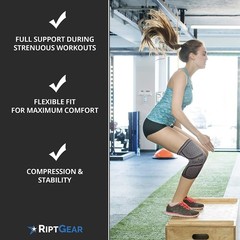 RiptGear Knee Compression Sleeve – 2 Pack – Braces for Large, Gray (2 Pack)
